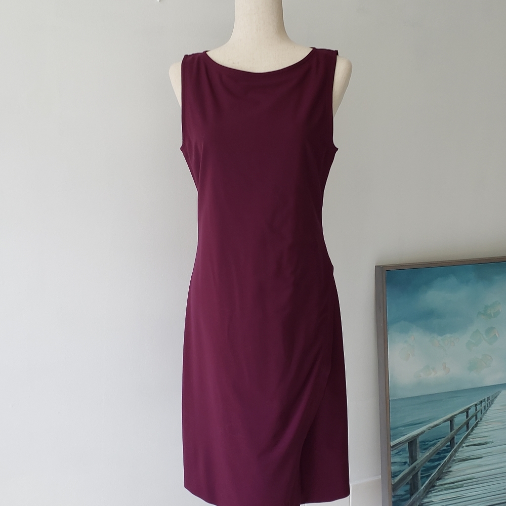Theory Sleek Midi Dress in Deep Plum